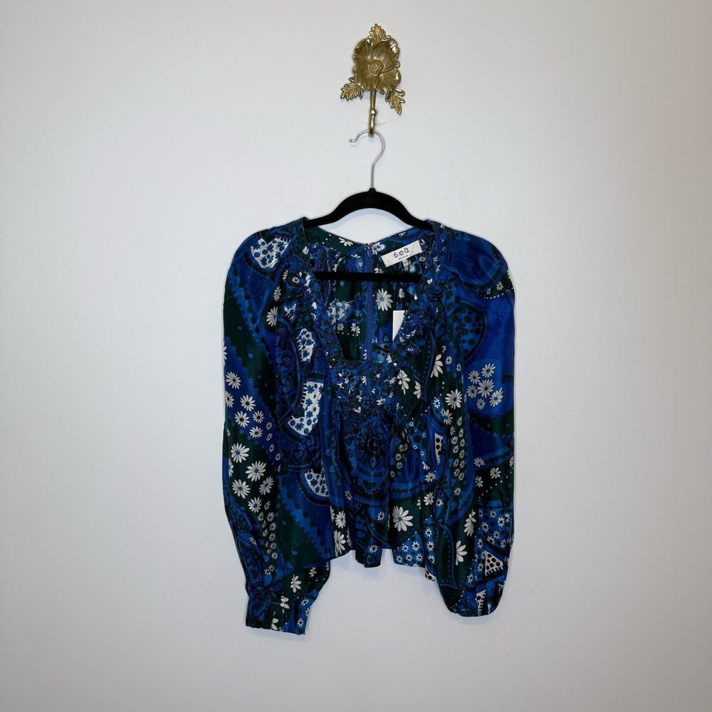 Sea Patty Print Long Sleeve Top XS